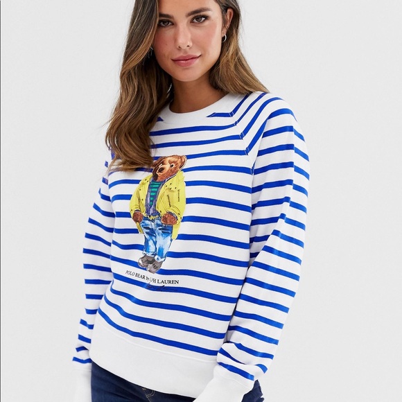 Polo Ralph Lauren Tops - NWT Polo Ralph Lauren Women’s Stripe Teddy Bear Sweatshirt Size M